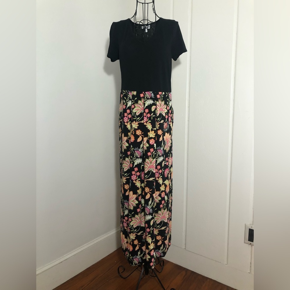 J. Jill Black and Floral Maxi Dress